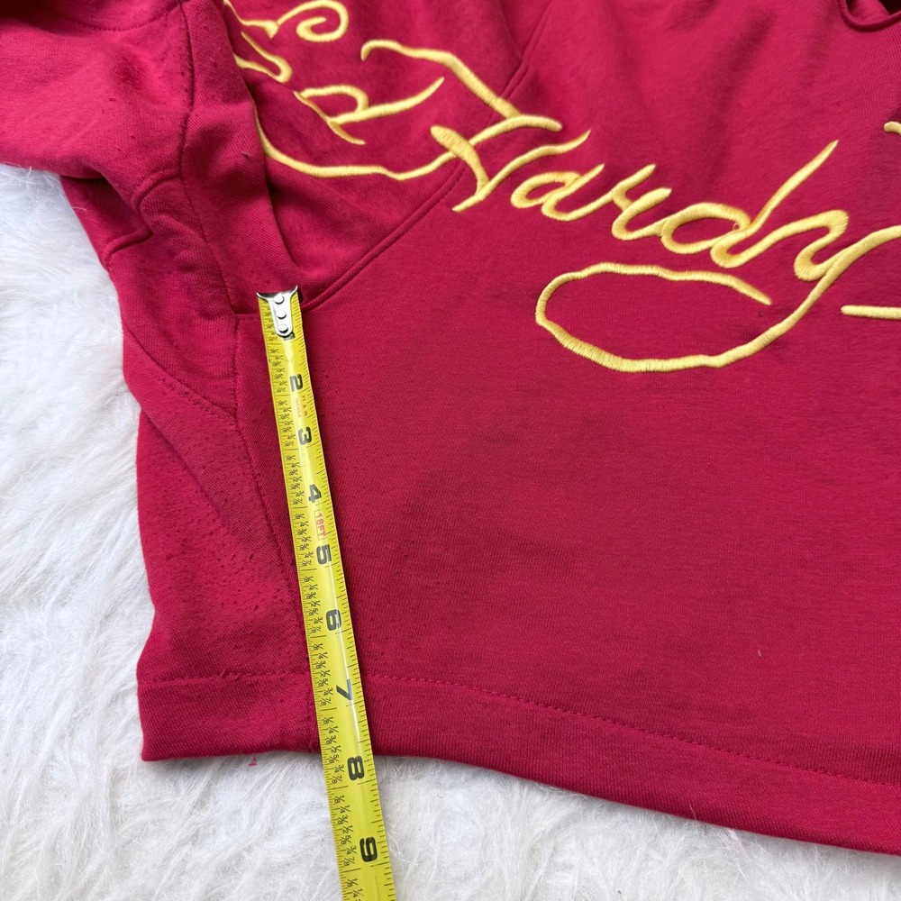Ed Hardy Mens Red Embroidered Logo Sweat Shorts Y2K Streetwear XL EHMR8100-16 - Picture 5 of 5